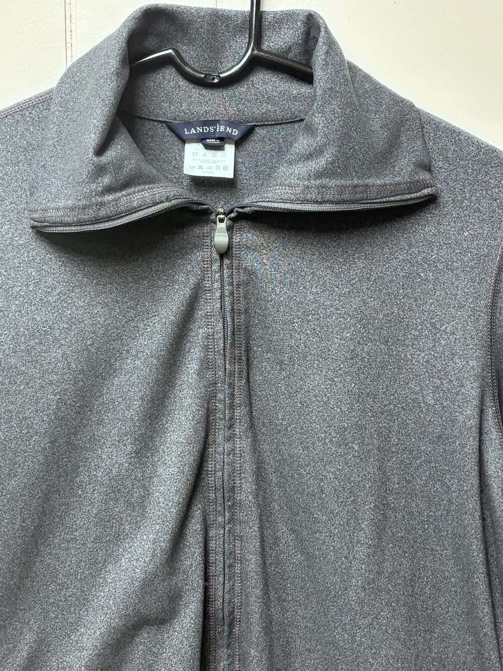 Lands' End Full Zip Jacket Size M 10-12 Gray Athletic Activewear